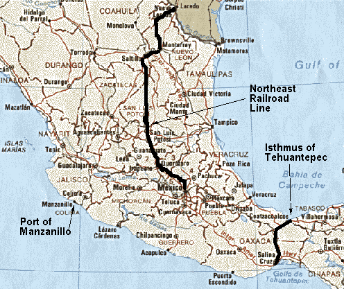 Map: Key shipping routes across Mexico