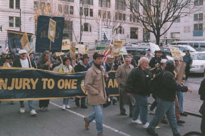 International Longshoremen's and Warehousemen's Union takes to the streets.